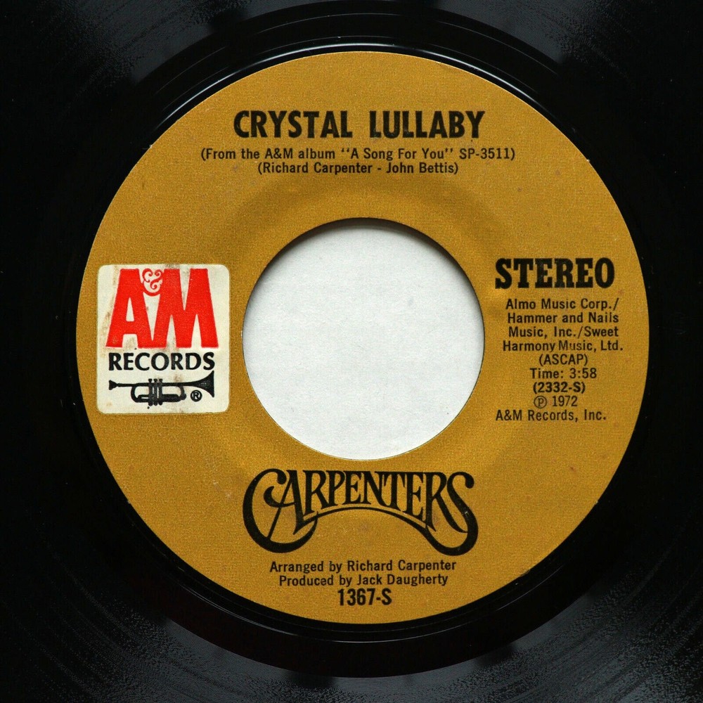 Carpenters - Goodbye To Love / Crystal Lullaby 45 rpm Vinyl 7" Single 1367-S